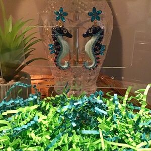 Natasha Sparkling Sea Horse Drop Earrings
